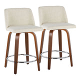 Toriano - Mid Century Modern Fixed Height Counter Stool With Swivel With Round Footrest (Set of 2) by Couch.com