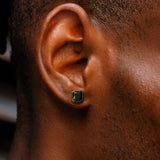 925 Sterling Silver Black Square Stud Earrings Earrings 