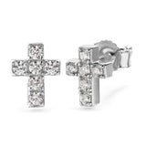 925 Sterling Silver Diamond Cross Stud Earrings for Men by Bling Proud | Urban Jewelry Online Store