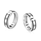 925 Sterling Silver Hoop Ear Cuff with Roman Numerals Printed in White Gold by Bling Proud | Urban Jewelry Online Store