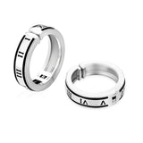 925 Sterling Silver Hoop Ear Cuff with Roman Numerals Printed in White Gold Earrings 