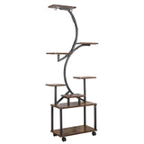 8 Tiered Plant Stand Indoor With Grow Lights S-shaped Lighted Plant Shelf 61.42in Plant Tower with 4 Lockable Wheels for Living Room Patio