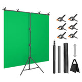 5×6.5FT T-Shape Photo Video Backdrop Stand Heavy Duty Background Stand Adjustable Photography Backdrop Stand with 6 Spring Clamps Sandbag Carry Bag fo