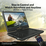 Supersonic 14-Inch Portable LED DVD Player with Built-in Hybrid TV Tuners ACDC Compatible