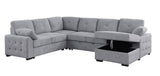 Nyhan - Upholstered Corner Sectional With Pull Out Loveseat And Storaged Chaise - Light Gray by Couch.com