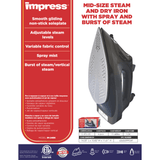 Impress Mid-Size Steam and Dry Iron with Spray/Burst