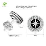 9mm Black Enamel Iced Diamond Stud Earrings - Sun Earrings 