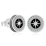 9mm Black Enamel Iced Diamond Stud Earrings - Sun by Bling Proud | Urban Jewelry Online Store