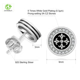 9mm Black Iced Diamond Stud Earrings - Cross Fleur-de-lis Lily flower Earrings 