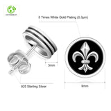 9mm Black Stud Earrings - Fleur-de-lis Lily flower Earrings 