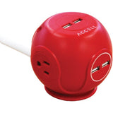 Accell D080B-049C Power Cutie Compact Surge Protector with USB Charging Ports (Red)