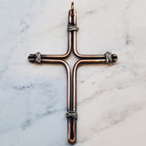 Handmade Copper and Silver Wire Cross Necklace for men by Alexa Martha Designs