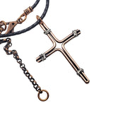 Handmade Large Copper and Silver Wire Cross Necklace for Men