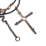 Handmade Large Copper and Silver Wire Cross Necklace for Men