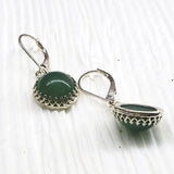 12mm Green Aventurine Round 925 Silver Filigree Dangle Earrings by Alexa Martha Designs