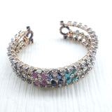 Large Wire Wrapped Triple Glam Crystal Gemstone Cuff by Alexa Martha Designs