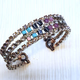 Large Wire Wrapped Triple Glam Crystal Gemstone Cuff by Alexa Martha Designs