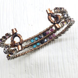 Large Wire Wrapped Triple Glam Crystal Gemstone Cuff by Alexa Martha Designs