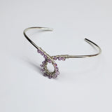 Silver Wire Wrapped Crystal Cancer Ribbon Cuff Bangle by Alexa Martha by Alexa Martha Designs