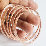 Stackable Hammered Double Canted Angle Bangles
