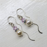 Ergonomic Crystal Pearl Wavy Ear Threaders by Alexa Martha Designs