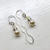 Ergonomic Crystal Pearl Wavy Ear Threaders by Alexa Martha Designs