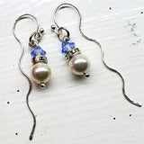 Ergonomic Crystal Pearl Wavy Ear Threaders by Alexa Martha Designs