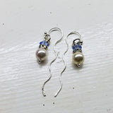 Ergonomic Crystal Pearl Wavy Ear Threaders by Alexa Martha Designs
