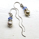 Ergonomic Crystal Pearl Wavy Ear Threaders by Alexa Martha Designs