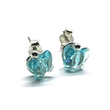 8mm Crystal Butterfly Silver Spiral Stud Earrings by Alexa Martha Designs