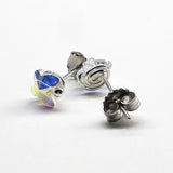 8mm Crystal Butterfly Silver Spiral Stud Earrings by Alexa Martha Designs