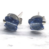 8mm Crystal Butterfly Silver Spiral Stud Earrings by Alexa Martha Designs