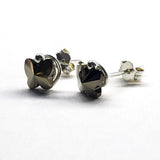 8mm Crystal Butterfly Silver Spiral Stud Earrings by Alexa Martha Designs
