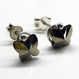 8mm Crystal Butterfly Silver Spiral Stud Earrings by Alexa Martha Designs