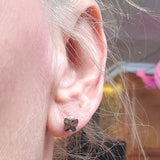 8mm Crystal Butterfly Silver Spiral Stud Earrings by Alexa Martha Designs