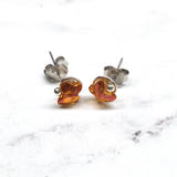 8mm Crystal Butterfly Silver Spiral Stud Earrings by Alexa Martha Designs