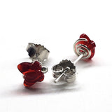 8mm Crystal Butterfly Silver Spiral Stud Earrings by Alexa Martha Designs