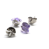 8mm Crystal Butterfly Silver Spiral Stud Earrings by Alexa Martha Designs
