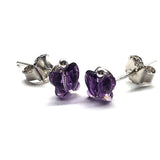 8mm Crystal Butterfly Silver Spiral Stud Earrings by Alexa Martha Designs