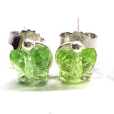 8mm Crystal Butterfly Silver Spiral Stud Earrings by Alexa Martha Designs