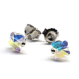 8mm Crystal Butterfly Silver Spiral Stud Earrings by Alexa Martha Designs