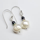10mm Freshwater Baroque Pearl Sterling Silver Crystal Dangle Earrings