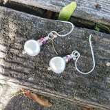 10mm Freshwater Baroque Pearl Sterling Silver Crystal Dangle Earrings