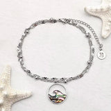 Abalone Wave Circle Anklet Ankle Bracelet by Fashion Hut Jewelry