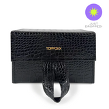Black Faux Croco Travel Case by TopFoxx