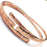 Adjustable Hammered Copper Overlap Bangle For Him or Her