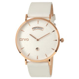 Arvo Awristacrat Watch - Rose - White Leather by Arvo