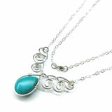 As Seen On TV Turquoise Drop Sterling Silver Wire Wrapped Necklace