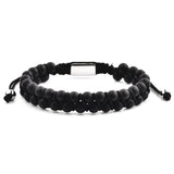 CRUCIBLE MEN'S MATTE BLACK AGATE STONE BEADED ADJUSTABLE BRACELET by Fashion Hut Jewelry