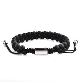 CRUCIBLE MEN'S MATTE BLACK AGATE STONE BEADED ADJUSTABLE BRACELET by Fashion Hut Jewelry